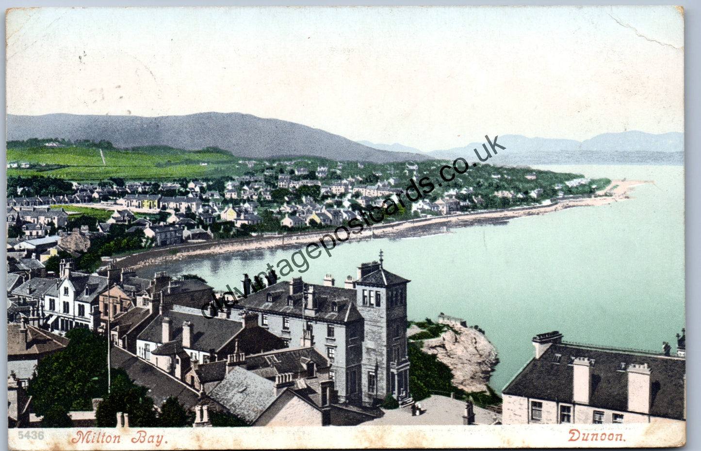 Milton Bay, Dunoon, Scotland, costal town collectable 1906 old postcard