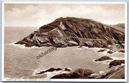 Capstone Hill and Parade Ilfracombe Devon 1937 old collectable postcard