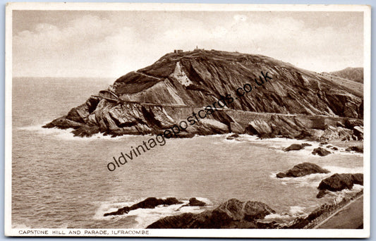 Capstone Hill and Parade Ilfracombe Devon 1937 old collectable postcard