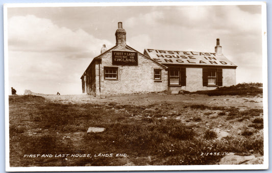 First and Last House at Lands End real photo old postcard