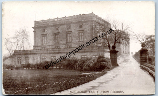 Nottingham Castle from the grounds old historic postcard