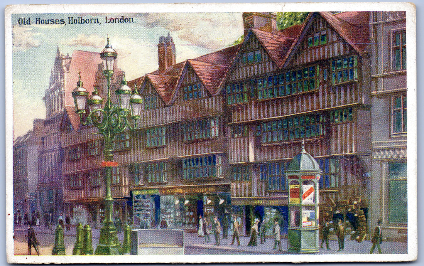 Old Houses Holborn London street view old collectable postcard 1913