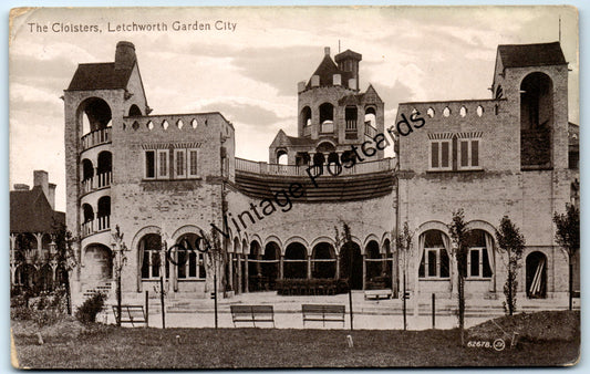 The Cloisters Letchworth Garden City old vintage postcard