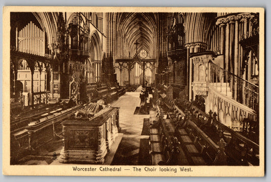 Worcester Cathedral The Choir Looking West old Tucks Postcard