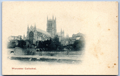 Worcester Cathedral church old postcard